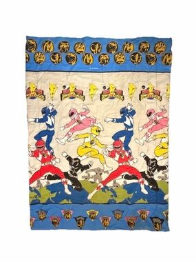 Vintage 1994 Power Rangers Kids twin Comforter Blanket Throw rare double sided